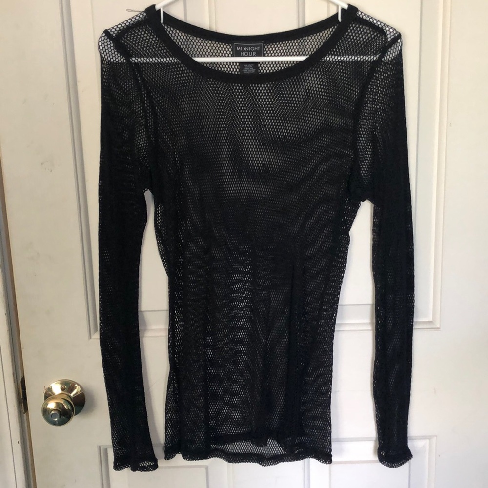 Hot Topic Midnight Hour Long Sleeve Fishnet Shirt